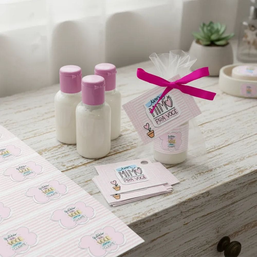 Kit 40 Lembrancinhas com Mini Hidratante Dia das Mães Mimo