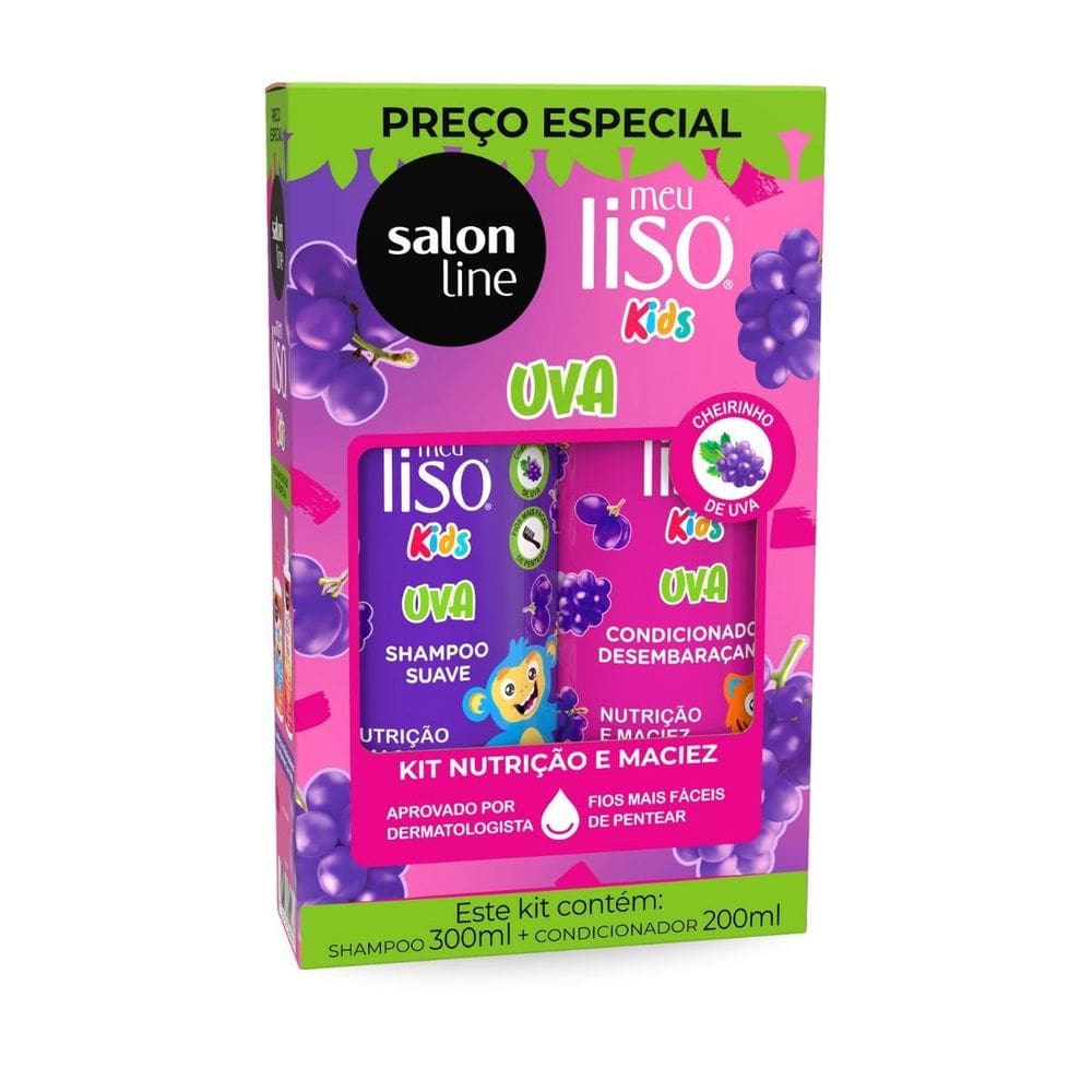 Kit Shampoo 300Ml + Condicionador 200Ml Kids Uva Salon Line