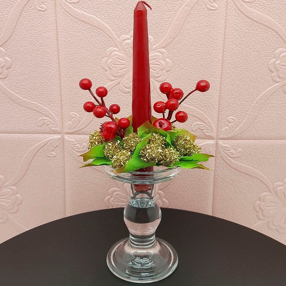 Castiçal Aparador Porta Vela Arranjo Centro Mesa Natal 30cm