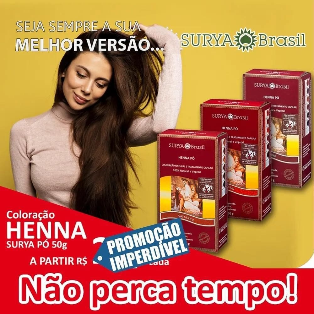 2X Pó De Henna Marrom Surya 50G