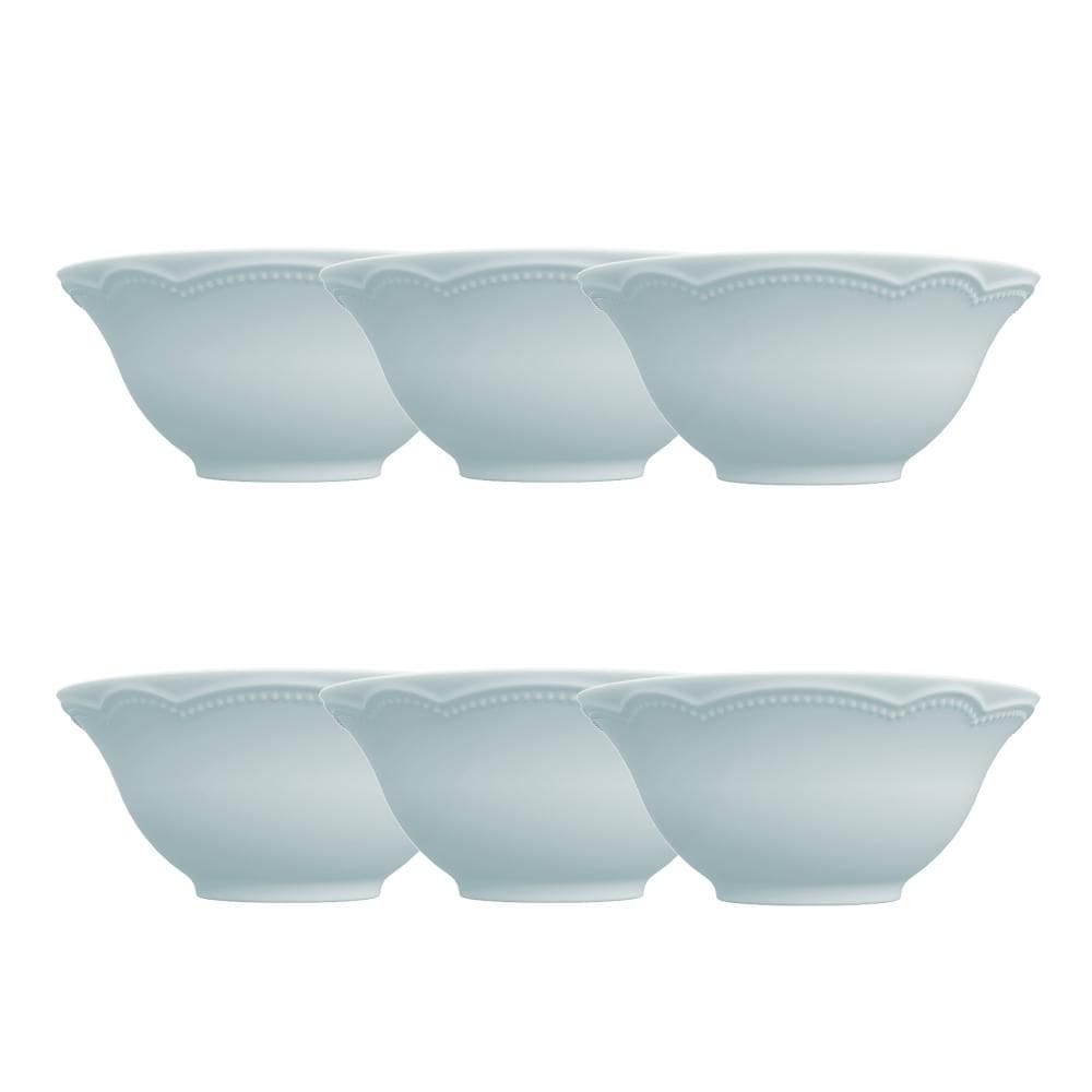 Kit 6 Peças Bowl Tigela Sobremesa Relevo Cottage Azul