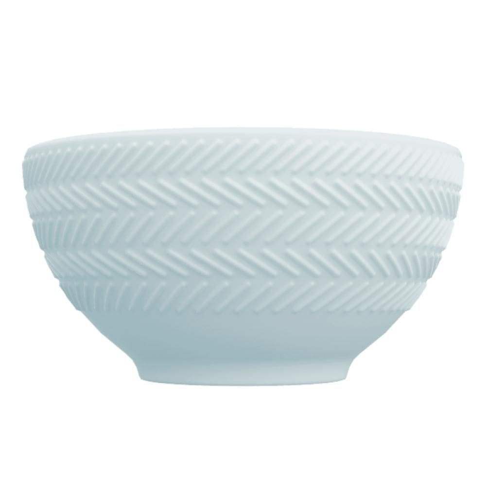 Bowl Tigela Sobremesa Azul Vintage Relevo Chevron 418 ml