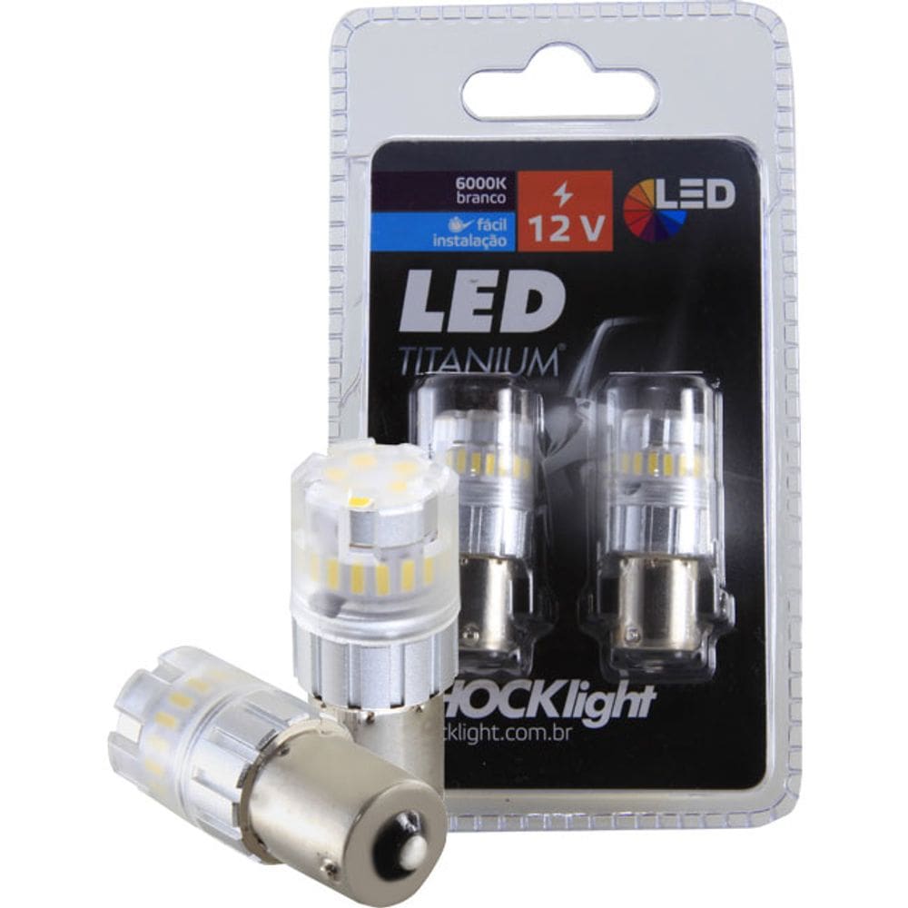 Par Lâmpada Led Shocklight titanium branca 1 polo 12v 1156