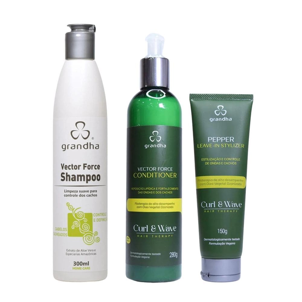 Shampoo Af+Condicionador+Leave-In Vector Force Curl & Wave