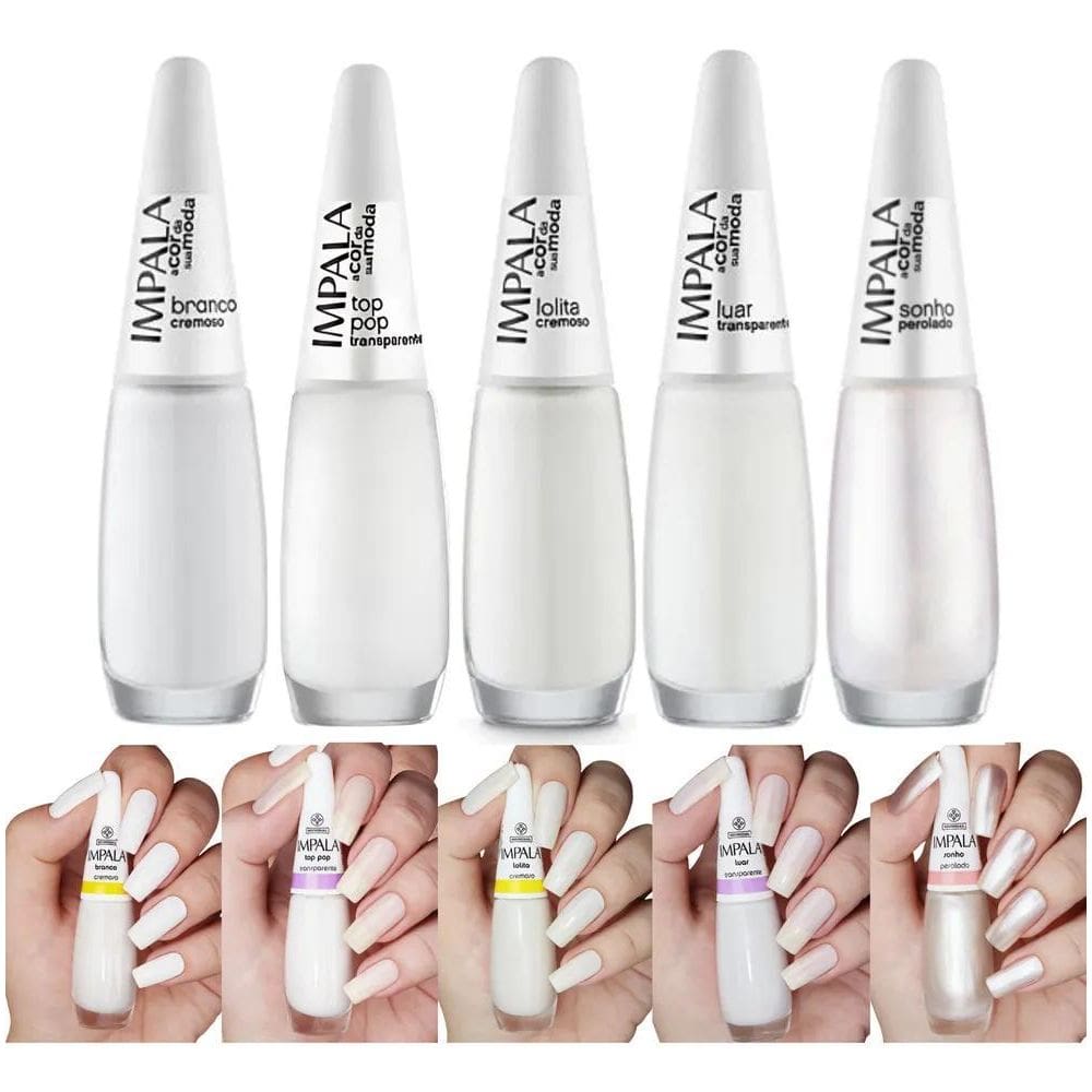 2X Kit Esmalte Impala  5 Cores Claras Francesinha