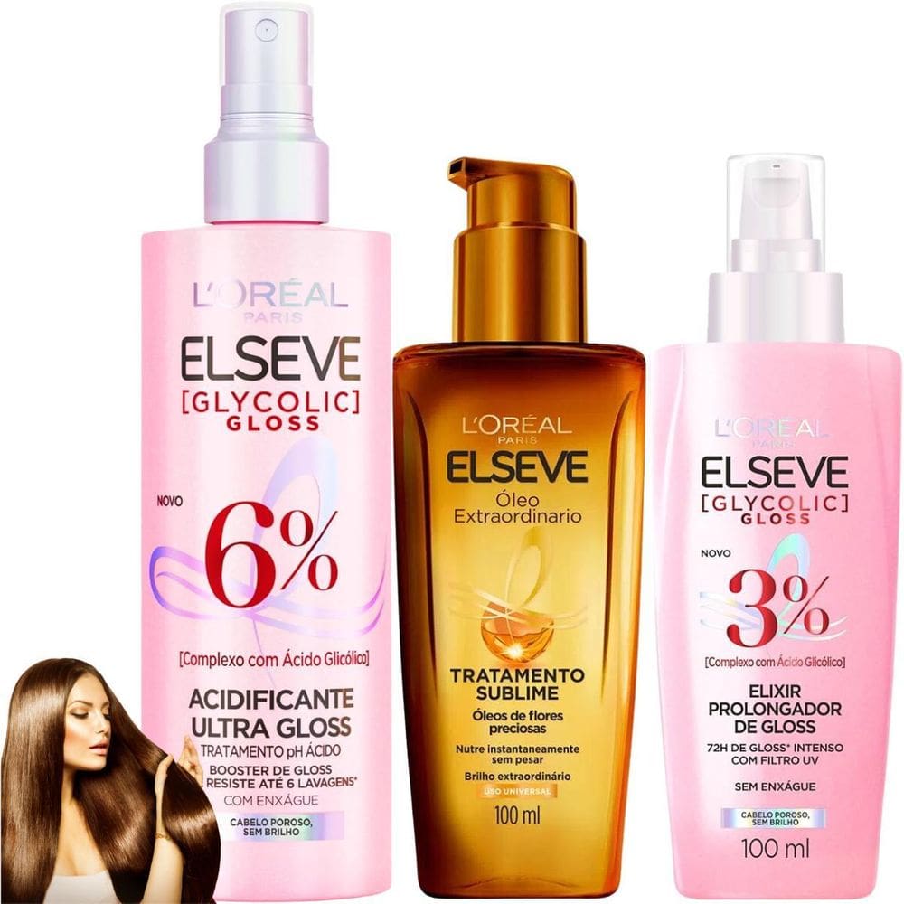 Kit Elseve Elixir Acidificante Glycolic Gloss Extraordinário