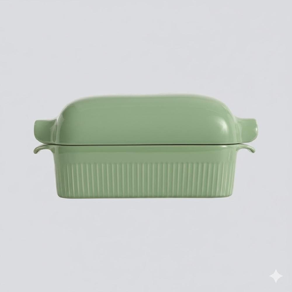 Forma de Pão com Tampa Refratária 29 cm Verde Chá 1,1 L