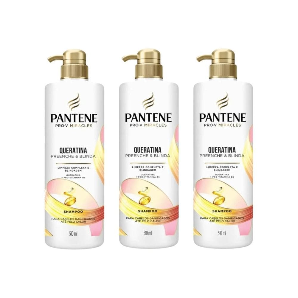 Shampoo Queratina Pantene 510ml Kit 03 Unidades