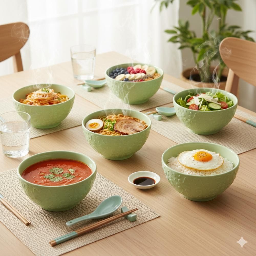 Kit 06 Bowl Tigela Verde Menta Relevo Tassel 422 ml Germer