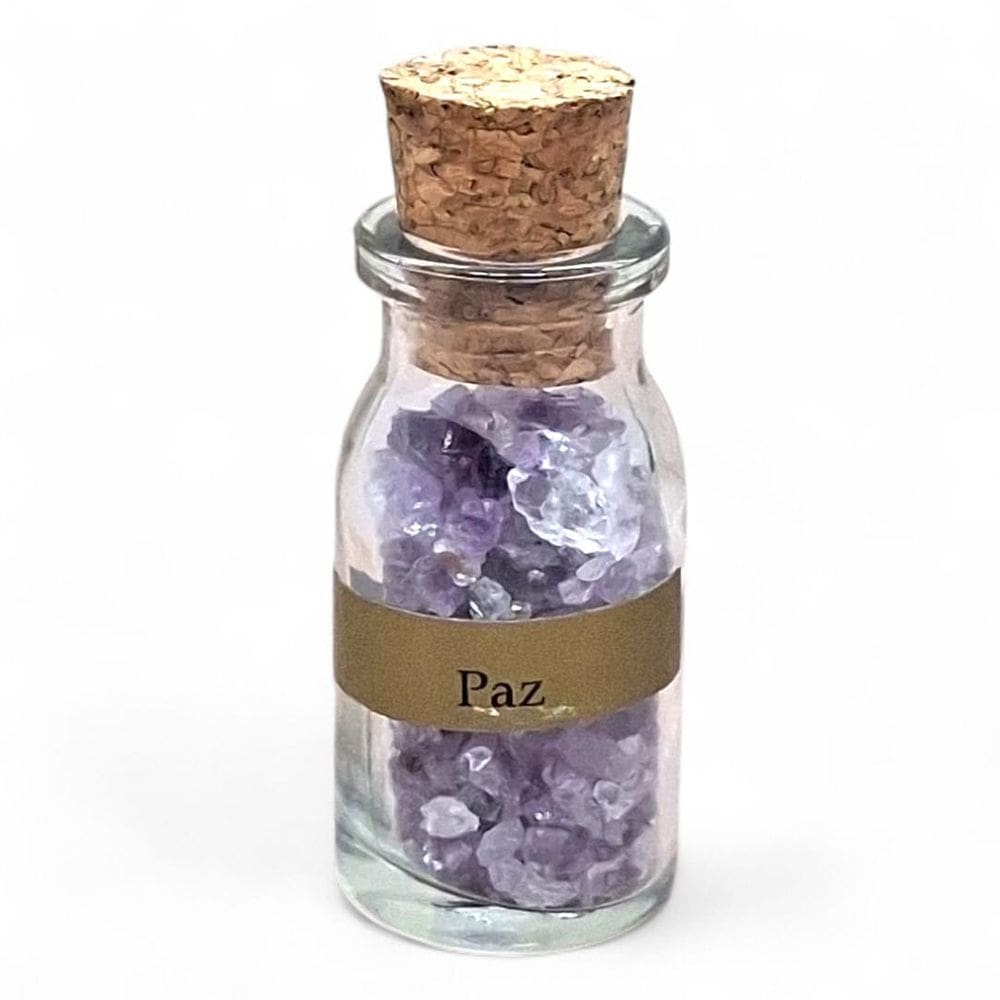 Garrafa com Pedras Ametista Paz e Energia Espiritual 5 cm