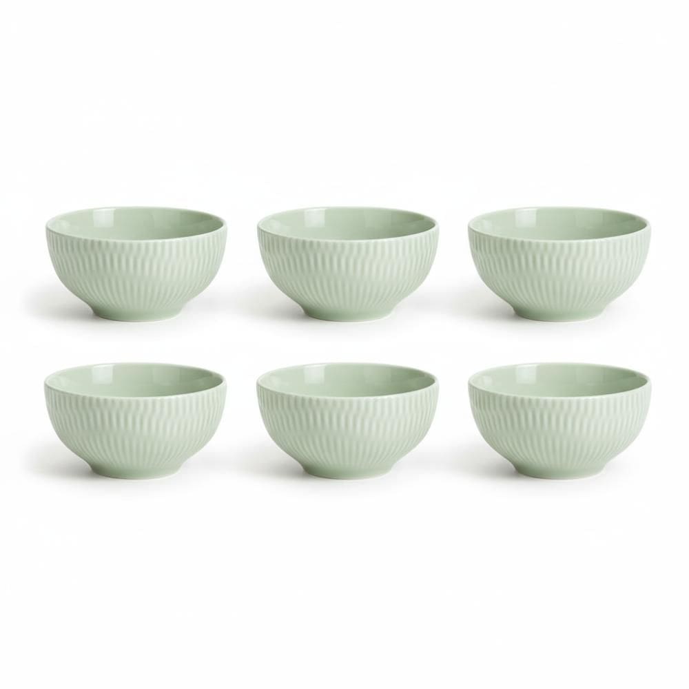 Kit 6 Bowl Tigela Verde Relevo Shell 408 ml Germer Porcelana