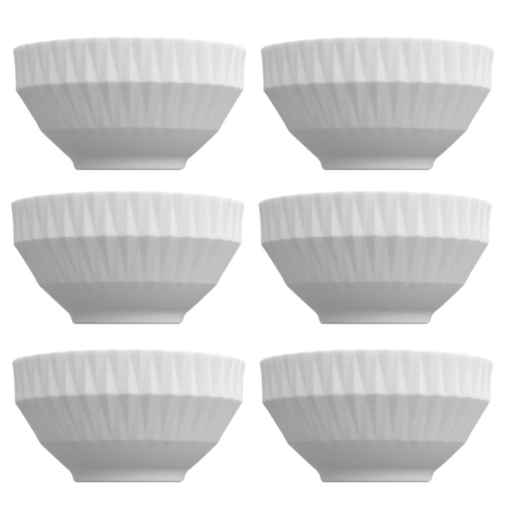 Kit 6 Bowl Tigela Branco Relevo Diamante 422 ml Germer