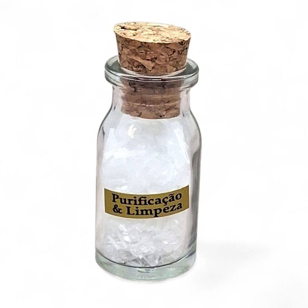 Garrafa com Pedras Selenita Purifição e Limpeza 5 cm