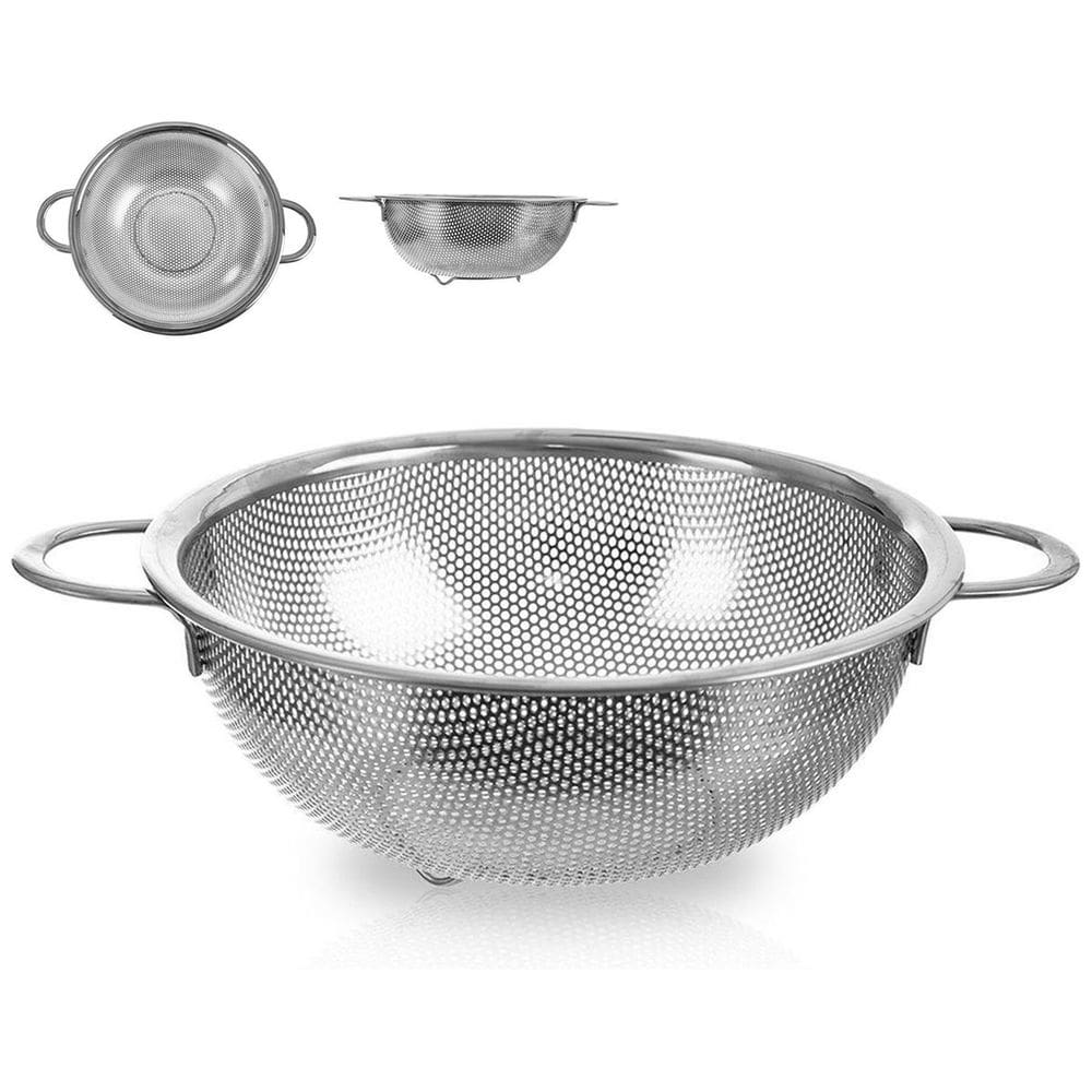 Escorredor Inox Macarrao Massas Fruta Verdura Legumes Salada Cozinha Multiuso Versatil Higienico Resistente