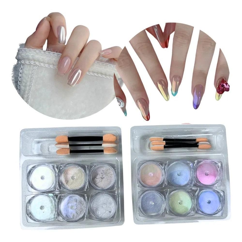 2X Kit 12 Pó Asa Borboleta Decoração Coloridos Com Pincéis