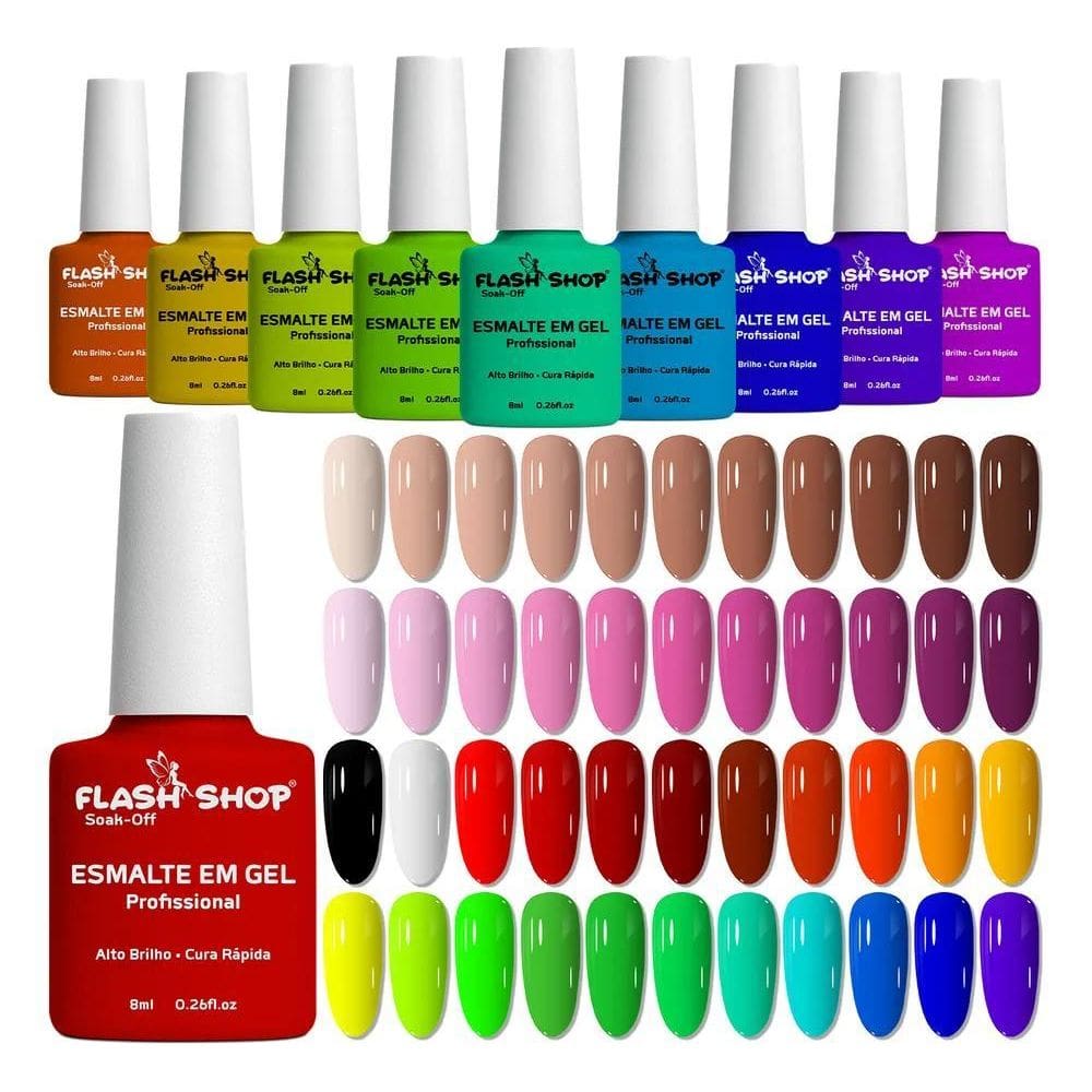 2X Kit 06 Esmaltes Em Gel Led Uv 7.5Ml Unhas Gel Acrigel