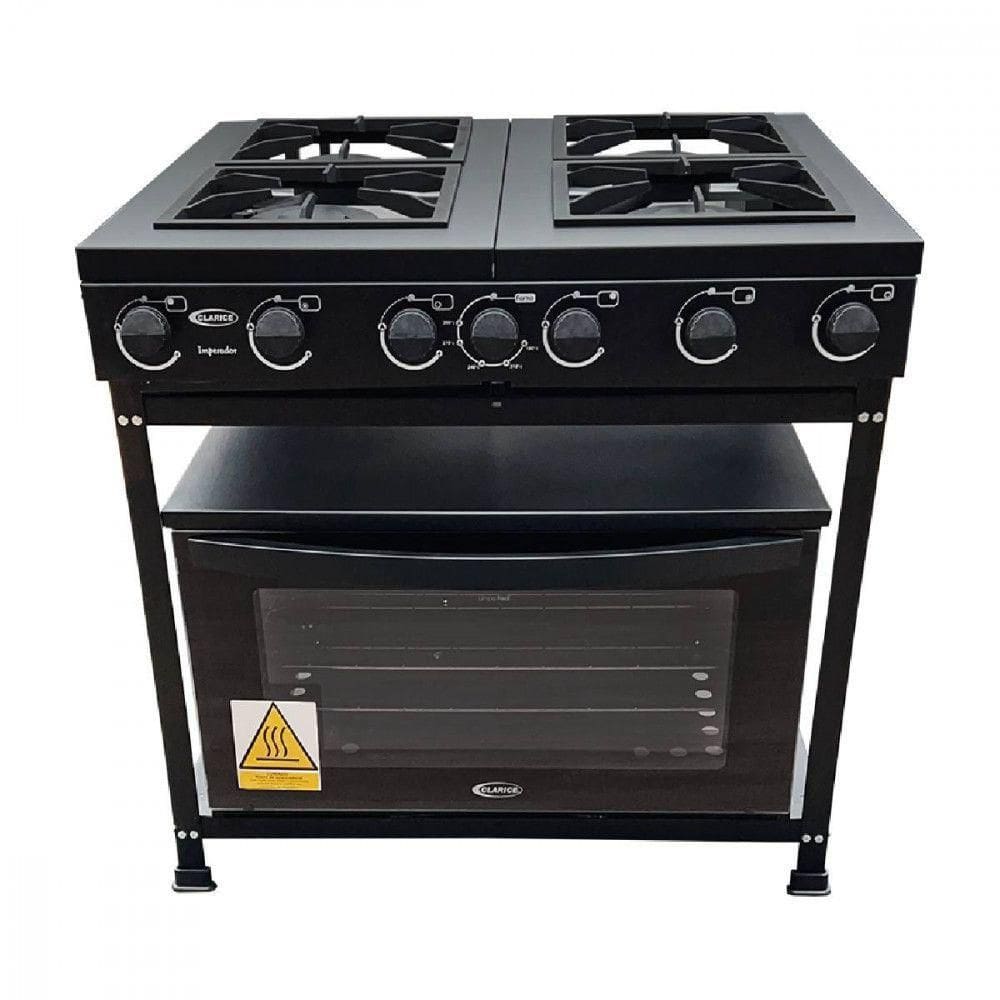 Fogão 4 Bocas Clarice Semi Imperador C/ Forno Preto