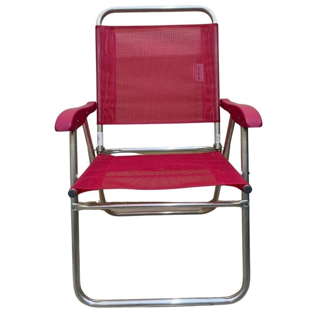 Cadeira De Praia Alta Sanete Encosto Alto Aluminio Ronchetti Rosa