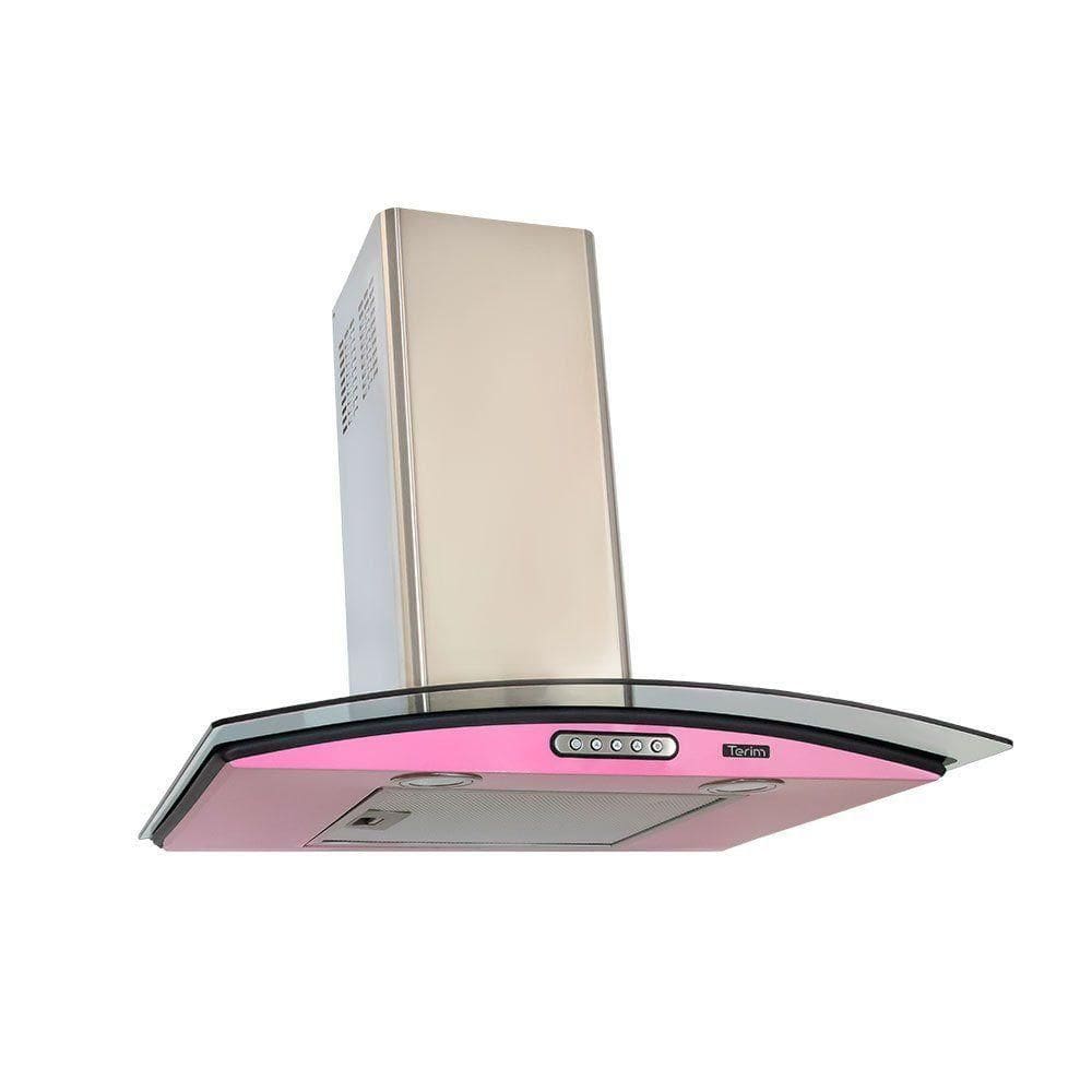 Coifa Terim Vidro Curvo Rosa-inox Duto Slim 60 cm Rosa Com Inox 110V