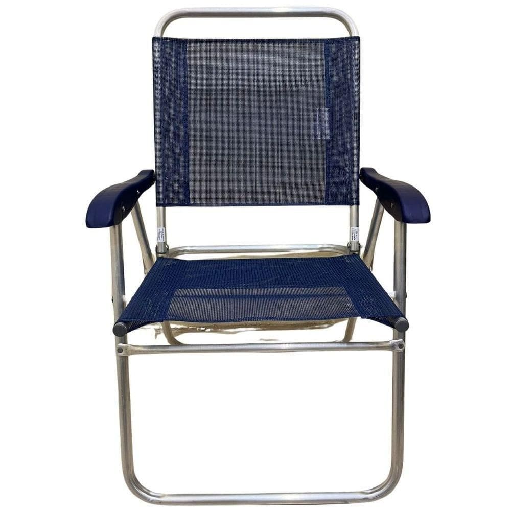 Cadeira De Praia Alta Sanete Encosto Alto Aluminio Ronchetti Azul-escuro