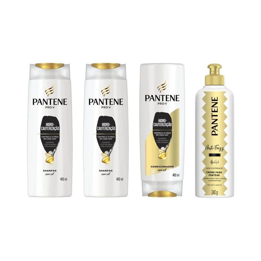 Kit Pantene Hidro Cauterização 2 Sh 400Ml + 1 Cond + 1 Creme