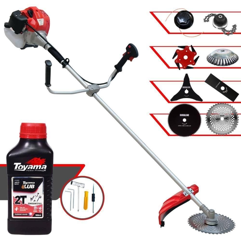 Roçadeira Anmax Cg430p 43cc + 6 Facas + Escova + Óleo Toyama