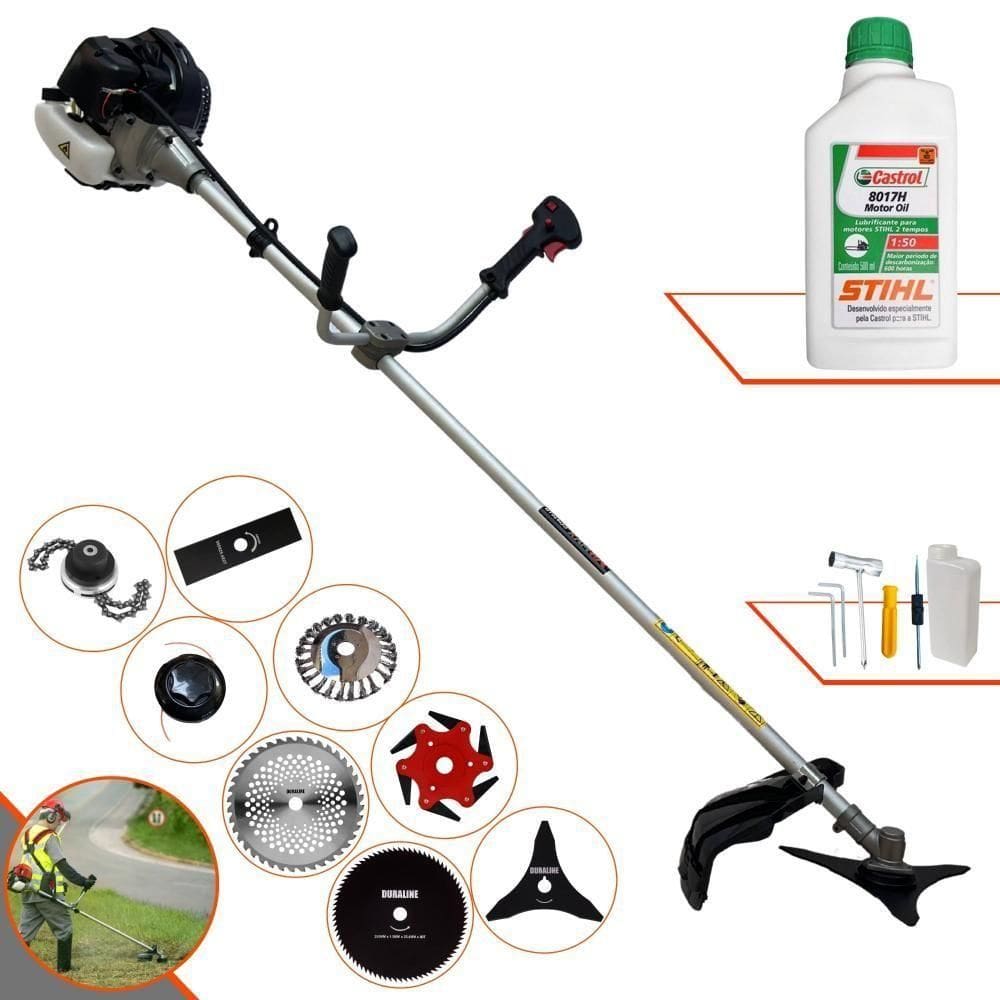 Podador De Grama Anmax Cg430b 43cc 1,7hp 8 Em 1 + Óleo Stihl