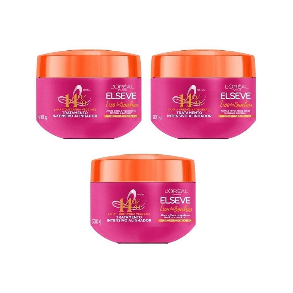 Creme De Tratamento Elseve 300G Liso Dos Sonhos - Kit 3Un