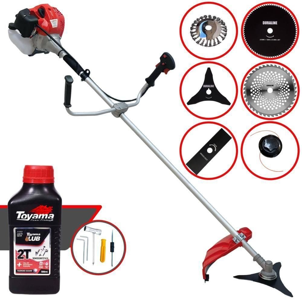 Roçadeira Cg520p + Faca 2p 3p 40d 80d + Escova + Óleo Toyama