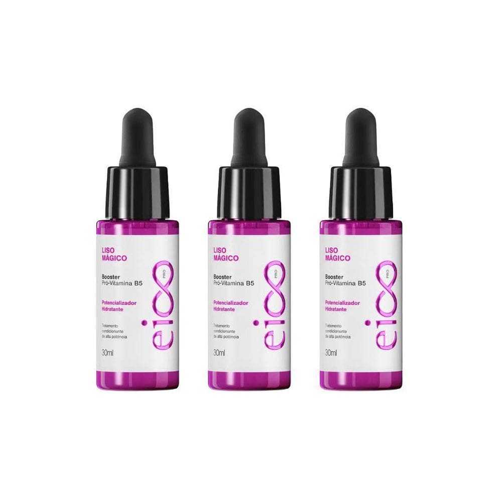 Oleo Eico Capilar 30Ml Pro Booster Liso Magico - Kit Com 3Un