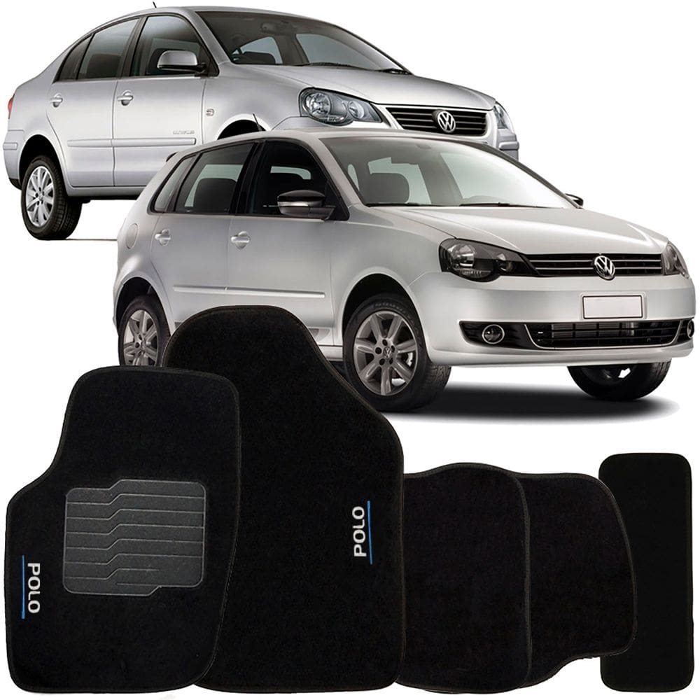 Jogo de Tapete Automotivo Carpete Polo 2003 à 2015 Soft Logo Bordado 5 Peças