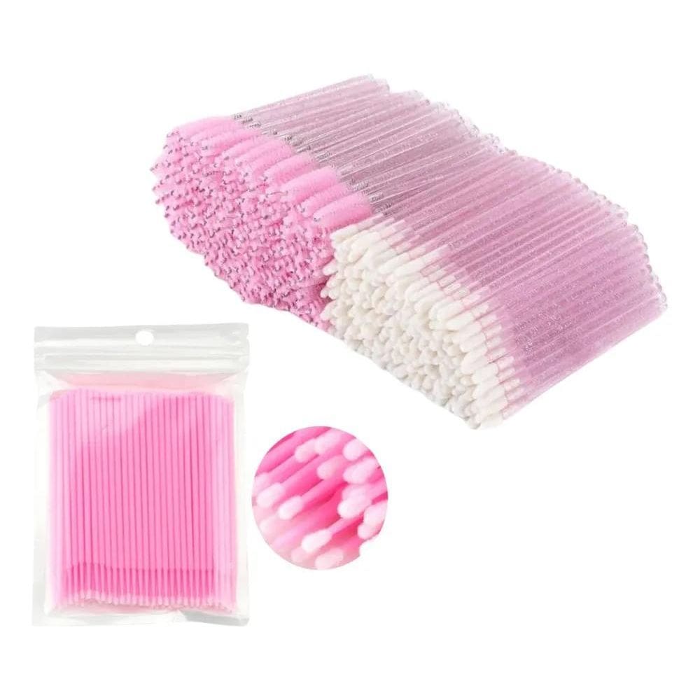 2X Kit Alongamento De Cilios 100 Escovinha Descartável 100 A