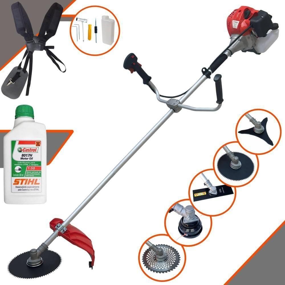 Roçadeira Cg520p-tb 52cc + Óleo Stihl + 4 Lâminas De Corte