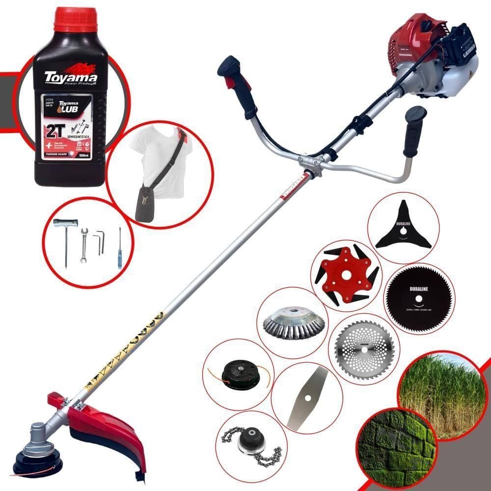 Roçadeira Bcj431l 43cc + 6 Facas + Escova + Óleo Toyama 2t