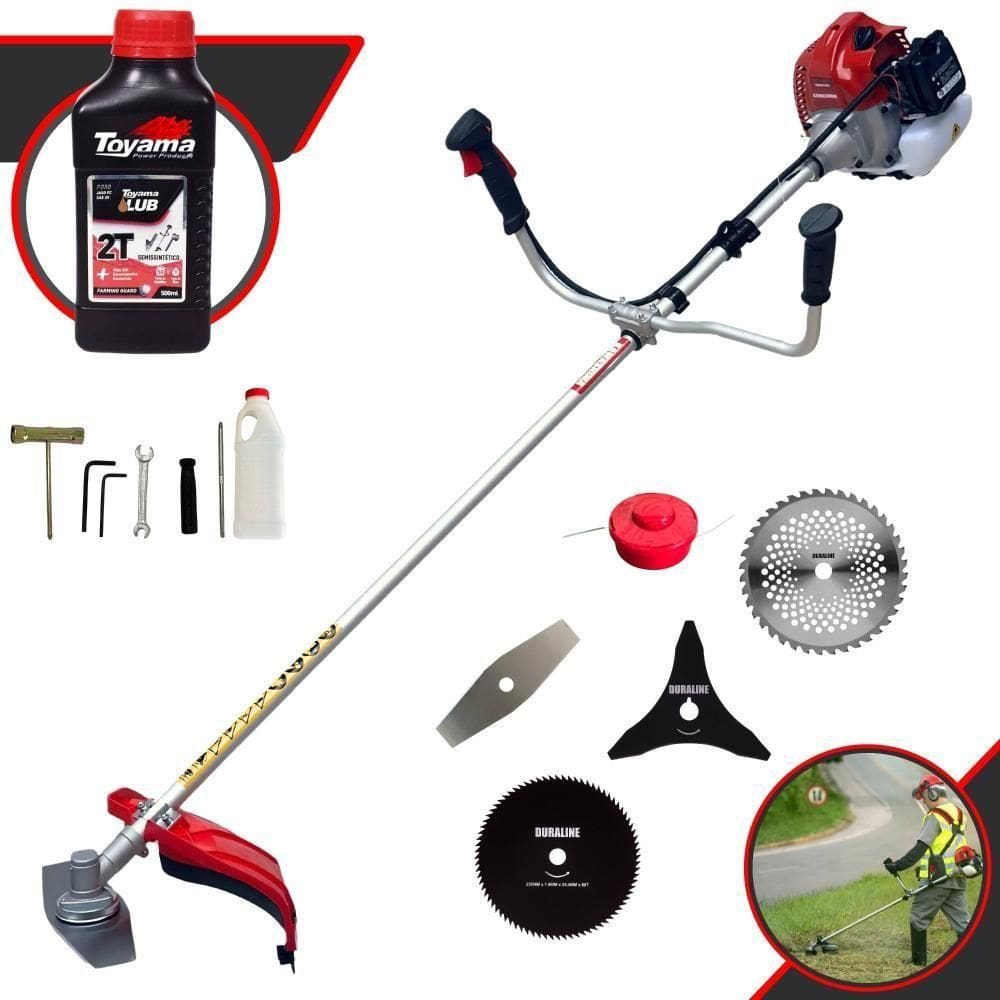 Roçadeira Bcj620 3hp 62cc + 6 Facas + Escova + Óleo Toyama