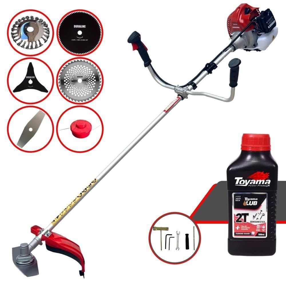 Roçadeira Bcj620 + Faca 2p 3p 40d 80d + Escova + Óleo Toyama