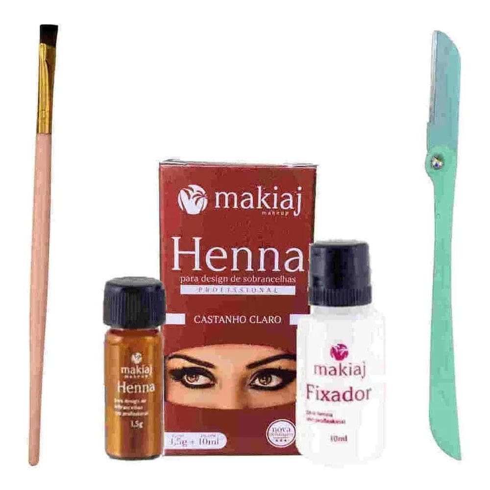2X Kit Designer Sobrancelha Henna Makiaj + Navalha + Pincel