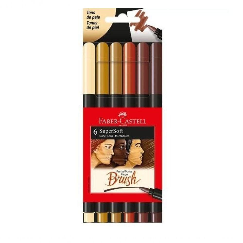 Caneta Brush Supersoft Faber-castell Tons De Pele Com 6 Cores