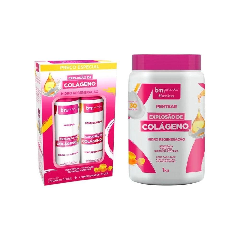 Kit Beleza Natural Colágeno Sh 200Ml+Cond 200Ml+Cr Pent 1Kg