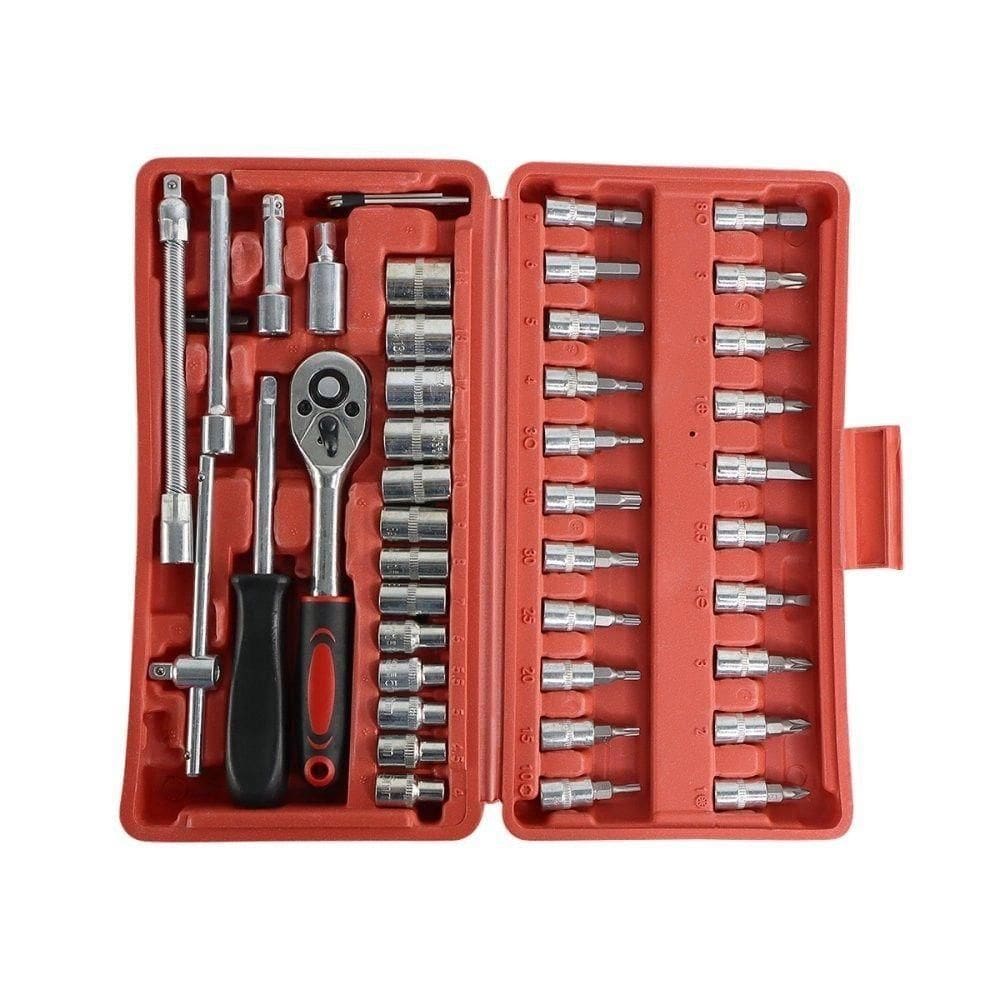 Conjunto Ferramentas 46 Peças Chave Combinada Catraca Soquet