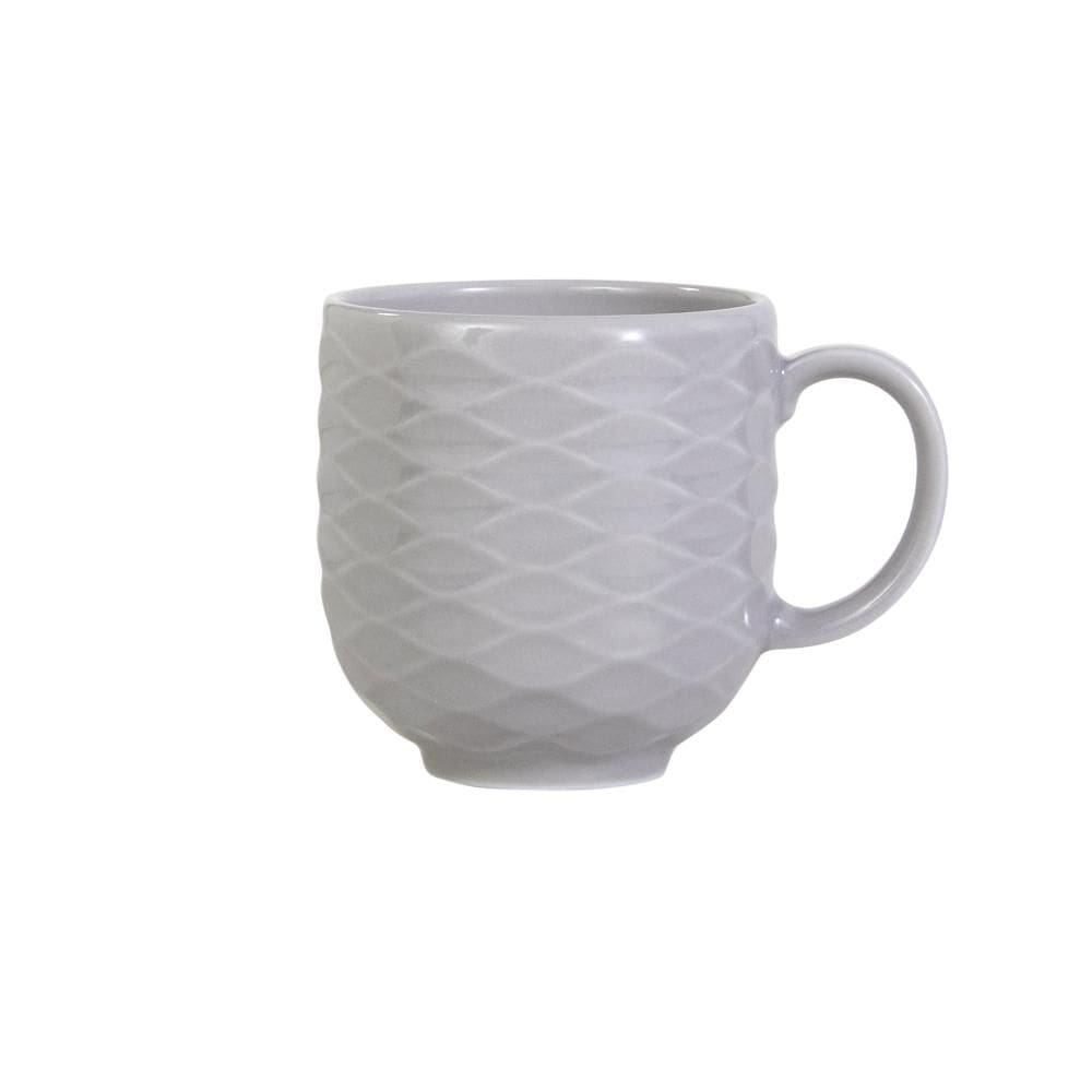 Caneca Chá Café Cinza Relevo Ondas 402 ml Germer Porcelanas