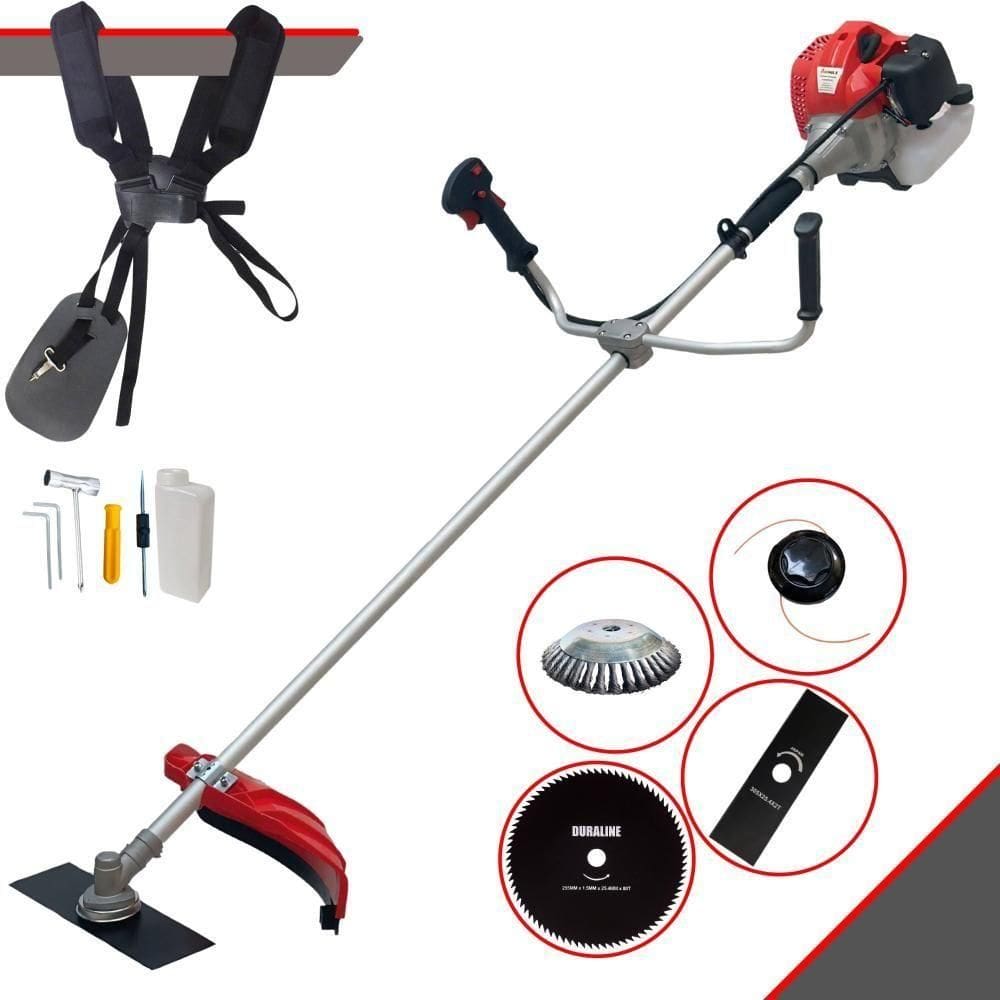Roçadeira Lateral Anmax Cg520p-tb Plus À Gasolina 2 Tempos 52cc 2,2hp Profissional + Faca 80 Dentes Duraline 255mm + Es