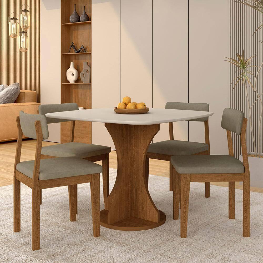 Mesa De Jantar Tampo Orgânico Marshall + 4 Cad. Fre/off/s.capucc - M.a