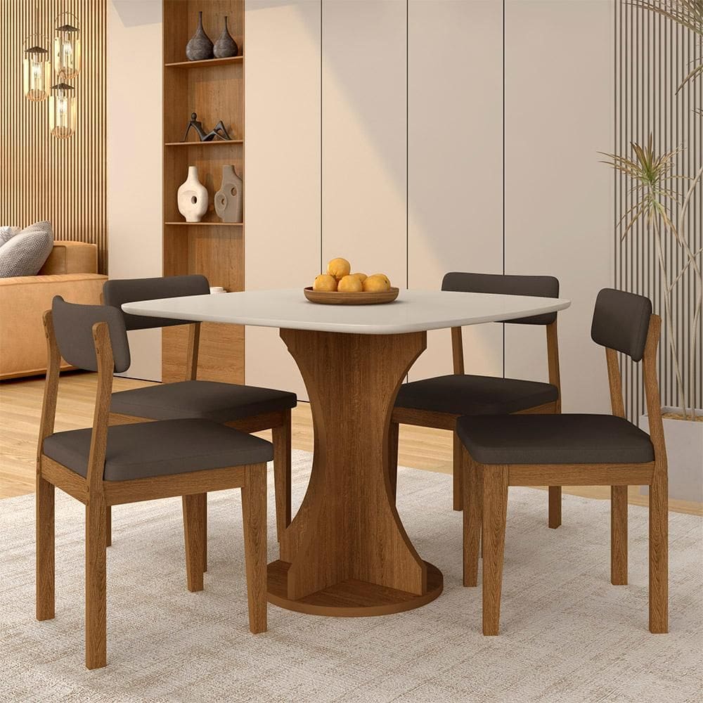 Mesa De Jantar Tampo Orgânico Marshall + 4 Cad. Fre/off/s.marrom - M.a