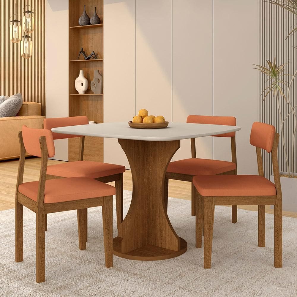 Mesa De Jantar Tampo Orgânico Marshall + 4 Cad. Fre/off/s.terrac - M.a