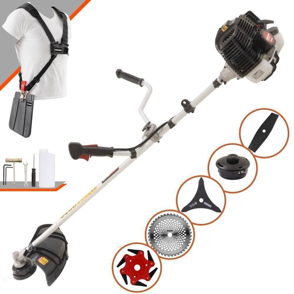 Roçadeira Profissional Lateral Kawashima Kw52le À Gasolina 52c 2,5hp 2t + Faca 2 Pontas 330mm + Faca 40 Dentes 255mm +