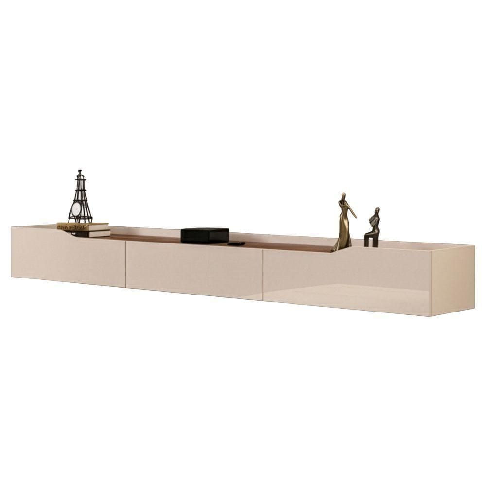 Rack Suspenso Para Painel Ou Até 75 Polegadas 2,18m 3 Gavetas Efraín Off White Off White