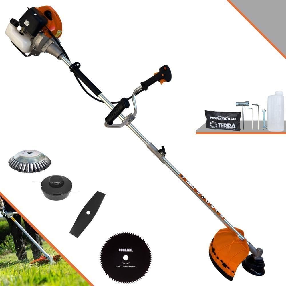 Roçadeira Profissional Lateral Terra Grhb430 À Gasolina 43cc 2t 1,7hp + Faca 80 Dentes Duraline 255mm 1,5mm + Escova Ro