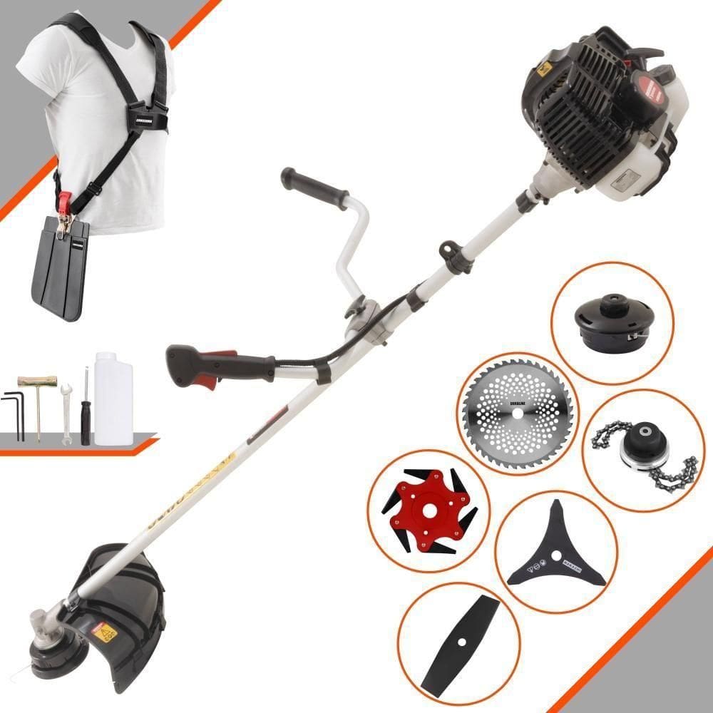 Roçadeira Profissional Lateral Kawashima Kw52le À Gasolina 52c 2,5hp 2t + Faca 2 Pontas 330mm + Faca 40 Dentes 255mm +