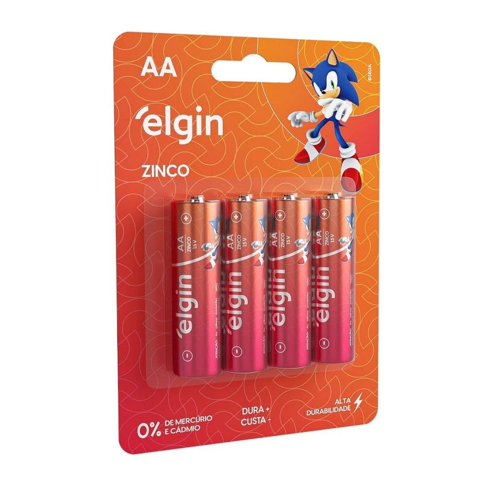 Pilha De Zinco Carvao Aa R06 4 Unidades Elgin